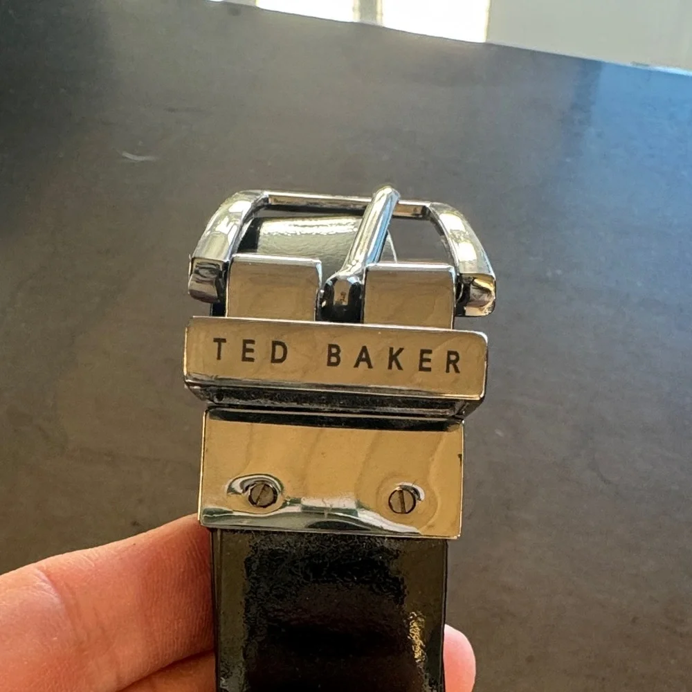 Ted Baker Reversible Black Belt with Silver Buckle
